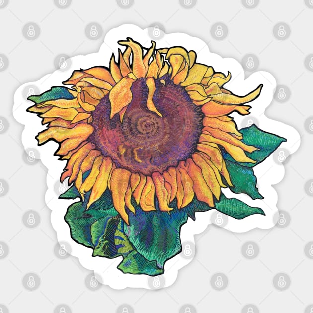 Big Sunflower Moderna Sticker by NoCoBirds